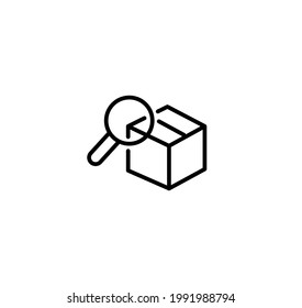 Search box, loop and box, magnifying and package simple thin line icon vector illustration