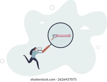 Search box, SEO search engine optimization or finding website from internet, online job or career opportunity concept. character life .
