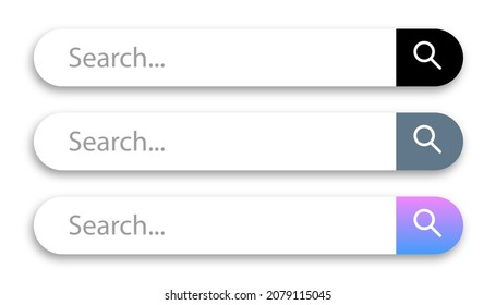 Search boxes in flat design. Colourful search engine illustrations. Search bar interface collections.