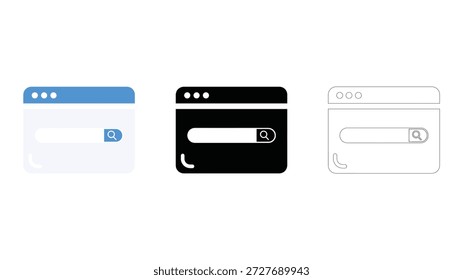 Búsqueda de iconos del navegador Paquete de colores, sólidos y línea interfaz de Web para información en línea