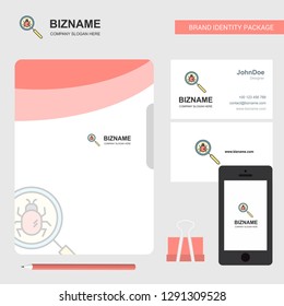 Search bug  Business Logo, File Cover Visiting Card and Mobile App Design. Vector Illustration