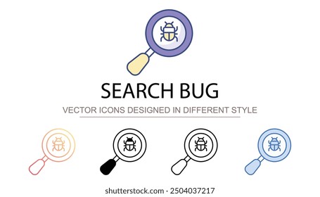 Search Bug icon design with white background stock illustration