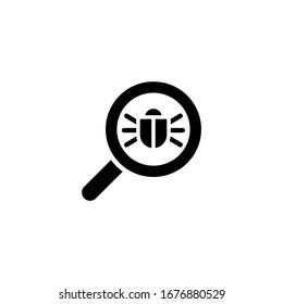 Search bug  icon vector in black solid flat design icon isolated on white background
