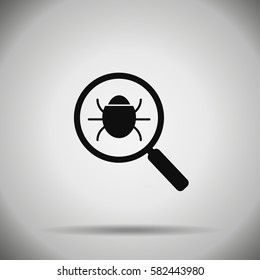 search bug icon . Virus symbol 