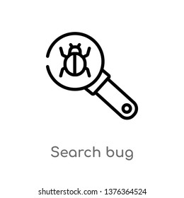 search bug vector line icon. Simple element illustration. search bug outline icon from technology concept. Can be used for web and mobile