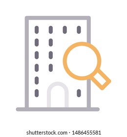 search building colour line vector icon
