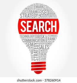 SEARCH bulb word cloud, business concept