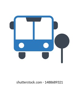 search bus glyph colour vector icon