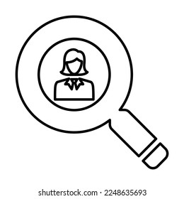 Search Business Woman Vector Icon In Line Style