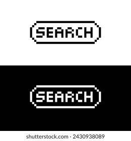 search button 8 bit text search  Pixel art 8-bit for game 