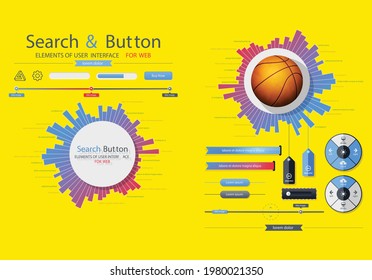 Search and Button Elements of user interface for web infographic vector