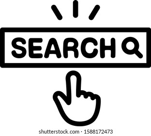 Search button and a hand cursor