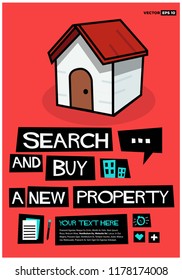 Search and buy a new property Retro Poster Design