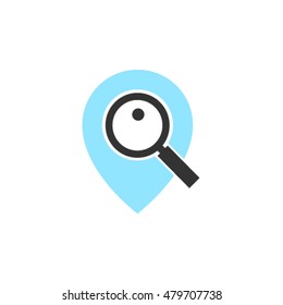 Search by location, search and location vector icon isolated on white background