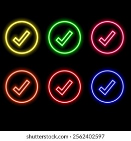 Search by Neon checkmark image or symbol. Success tag icon. Success check mark icon..