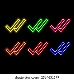 Search by Neon checkmark image or symbol. Success tag icon. Success check mark icon..