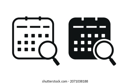 Search calendar. Annual planner icon. Illustration vector