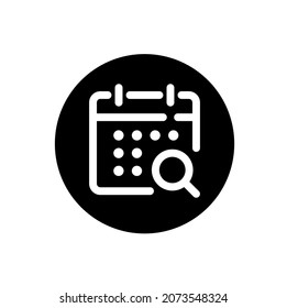 Search calendar icon, simple vector glyph style
