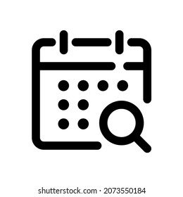 Search calendar icon, simple vector line style, editable stroke