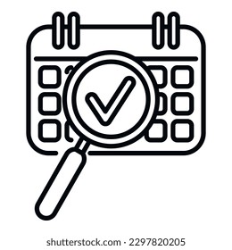 Search calendar task icon outline vector. Event time. Busy agenda