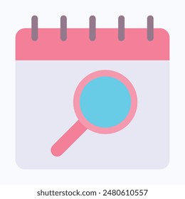 Search In Calendar Vector Icon. Magnifying Glass Vector Icon, Flat Style Isolated Vector Icon.