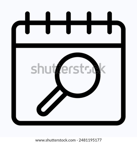 Search In Calendar Vector Icon. Magnifying Glass Vector Icon, Lineal Vector Icon.
