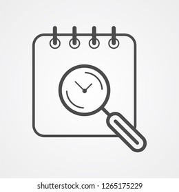 Search calendar vector icon sign symbol