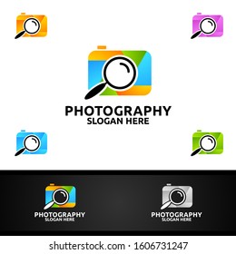 Search Camera Photography Logo Icon Vector Design Template