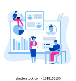 Search candidate. job interview and human resources manager. vector illustration