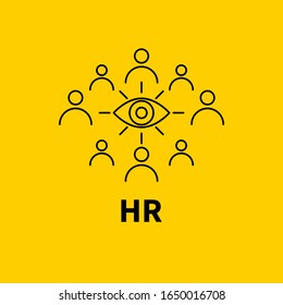 Search for candidates for work line icon, hr agency logo, vector illustration