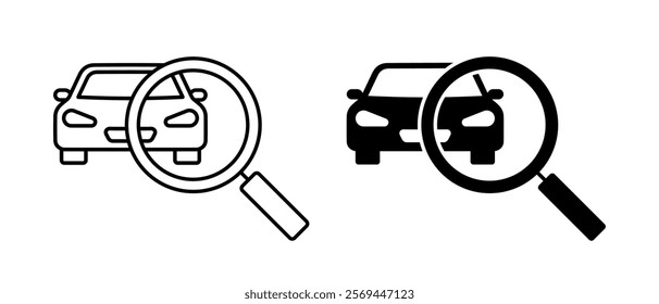 Conjunto De Vetores Do Ícone Do Carro De Pesquisa. Símbolo de Aluguel de Automóvel