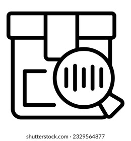 Search cargo box icon outline vector. Parcel delivery. Ship global