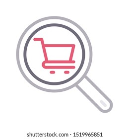 search cart colour line vector icon