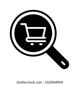 search cart glyph flat vector icon