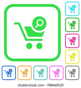 Search cart item vivid colored flat icons in curved borders on white background