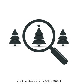 Search christmas tree, vector black illustration. Find fir-tree.