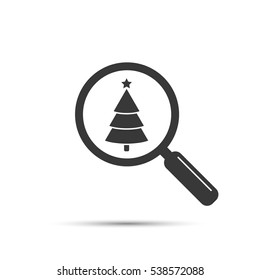 Search christmas tree, vector black illustration. Find fir-tree.