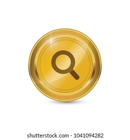Search Circular Gold Vector Web Button Icon