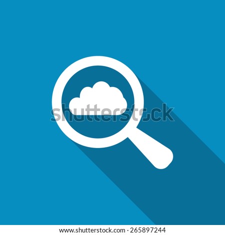 Search cloud computing icon or button big data storage and find information in database