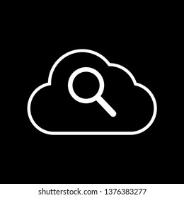 Search in the cloud, magnifier in the cloud sign