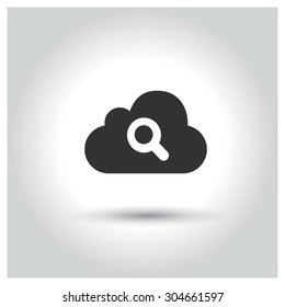 Search in cloud storage icon. concept web buttons. vector illustration. Flat design style