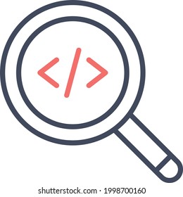 Search, code, find icon vector image. Can also be used for information technology. Suitable for use on web apps, mobile apps and print media.