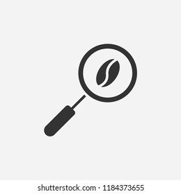 Search coffee beans icon illustration,vector look sign symbol