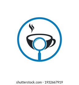 Search Coffee logo template design vector. Coffee magnifying glass logo template Vector.