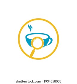 Search Coffee logo template design vector. Coffee magnifying glass logo template Vector.