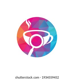 Search Coffee logo template design vector. Coffee magnifying glass logo template Vector.