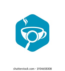 Search Coffee logo template design vector. Coffee magnifying glass logo template Vector.