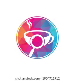 Search Coffee logo template design vector. Coffee magnifying glass logo template Vector.