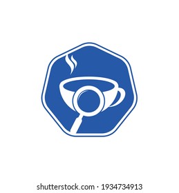 Search Coffee logo template design vector. Coffee magnifying glass logo template Vector.
