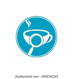 Search Coffee logo template design vector. Coffee magnifying glass logo template Vector.